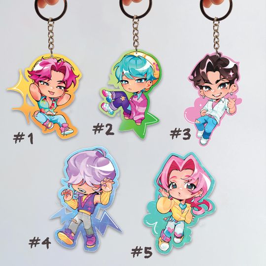 Saja Boys Boy Band Kpop Demon Keychain Tag, Kpop Demon Hunters Keychain, Demon Hunters Merch, Kpop Huntrix Tag, Saja Boys Fan Gifts