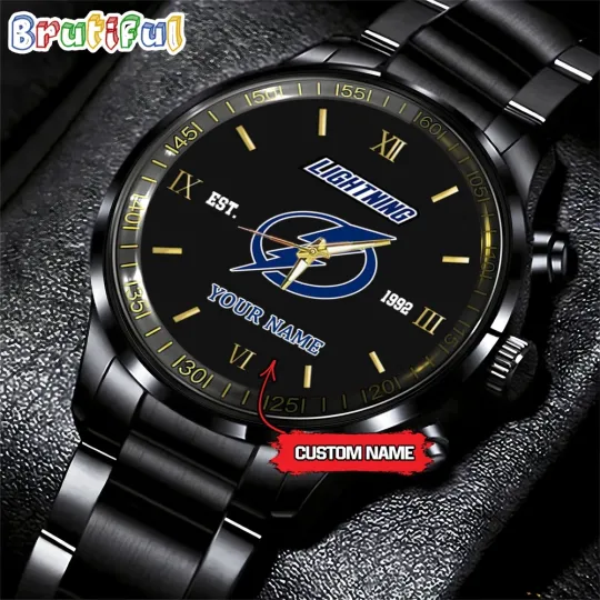 Discover Tampa-Bay-Team Lightning Hockey Black Stainless Steel Watch