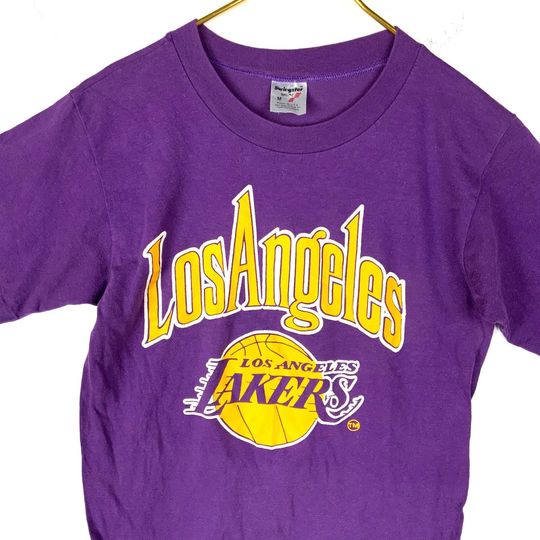 Discover Vintage Los Angeles Lakers T-Shirt Medium Purple Single Stitch Made Usa Nba 80s