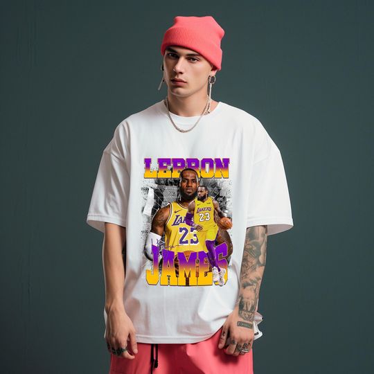 Discover LeBron James Lakers T-Shirt Basketball Cotton Tee NBA Fan Gift Sports Shirt Los Angeles Purple Gold Vintage Style Unisex Top
