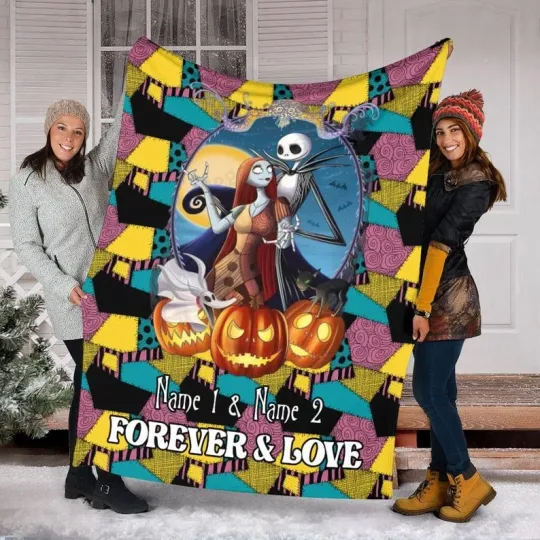 Discover Personalized Nightmare Before Christmas Jack & Sally Forever & Love Blanket