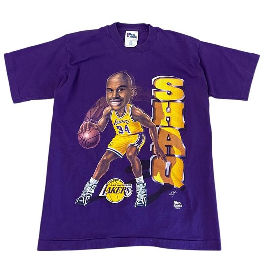 Discover Vintage Shaquille ONeal Caricature Los Angeles Lakers T-shirt NBA Shaq 90s