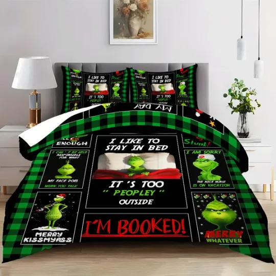 Discover Funny Cartoon Gift, funny character Happy Christmas Bedding Duvet Cover Set