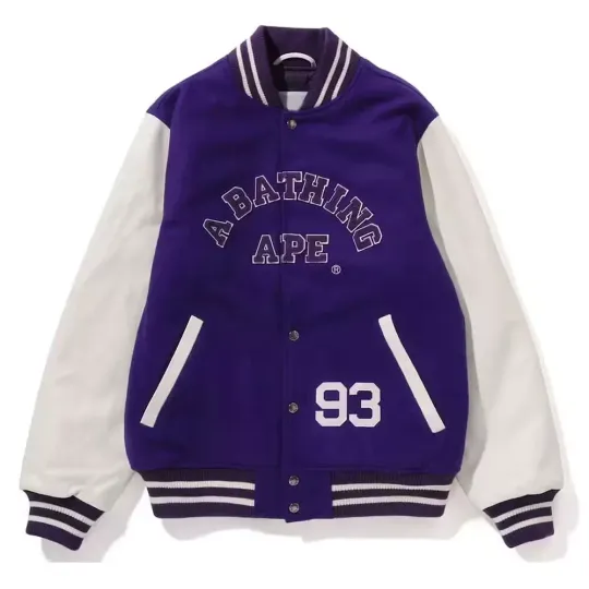 Discover Letterman Giant Ape Head Bape Purple & White Varsity Jacket