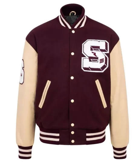 Discover Letterman Panther Stadium Burgundy & Cream Varsity Jacket
