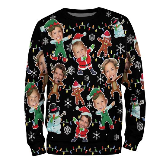 Discover Custom Face Christmas Sweatshirt For Men Women, Custom Ugly Sweatshirt, Personalized Pet Christmas Sweatshirt, Funny Custom Face Sweatshirt
