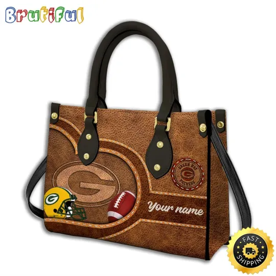 Discover Greenbays Team Packers Leather Bag, Brown Leather Baseball Women Leather Handbag