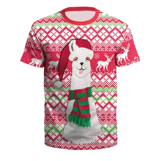 Discover Christmas  3D T-Shirt with Alpaca Print