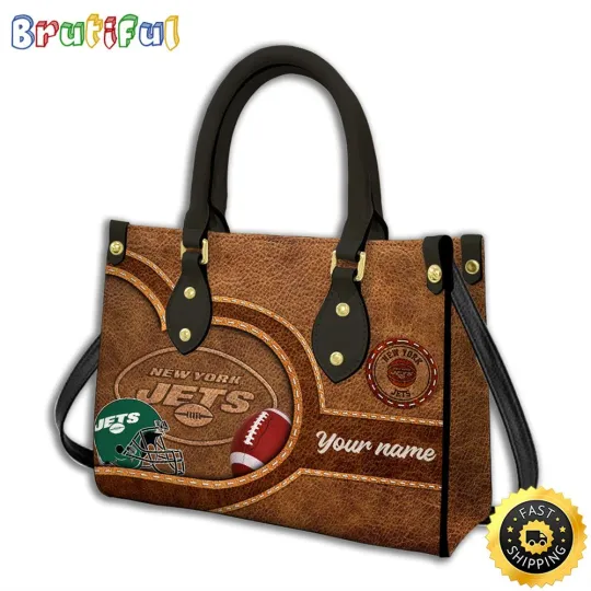 New York Team Jets Leather Bag, Brown Leather Women Leather Handbag