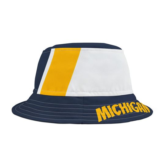 Blue and Yellow Unisex Bucket Hat, Michigan Themed hat, college gear, cute bucket hat, summer hat, school spirit, alumni, student, gift