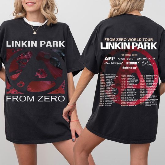 Discover Linkin Park From Zero World Tour Shirt, 2025 Concert Tee with Tour Dates, Vintage Rock Band Graphic T-Shirt, Linkin Park Fan Merch