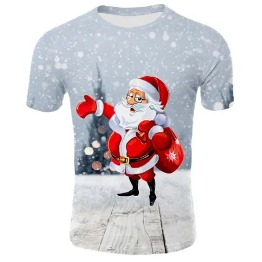 Discover Santa Claus 3D Print T-Shirt, Casual Streetwear Tops for Men and Women