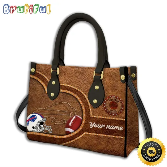 Discover Buffalos Team Bill Leather Bag, Brown Leather Baseball Women Leather Handbag