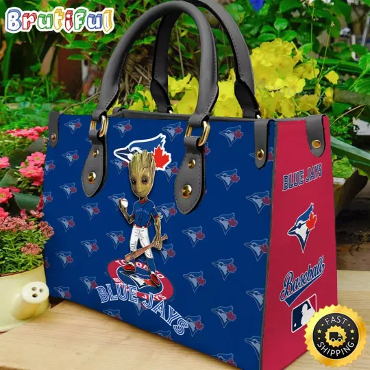 Torontos Team Blue Jayss Leather Bag, Cartoon Baseball Women Leather Handbag