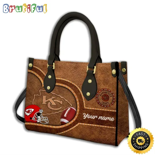 Kansas City Team Chiefs Leather Bag, Brown Leather Women Leather Handbag