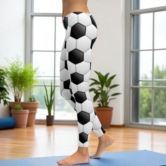 Soccer Leggings Women's Sports Trousers with Football Graphic