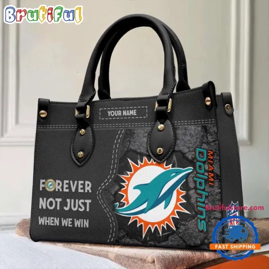 Discover Miami Team Dolphins  Forever Leather Bag, Football Women Leather Handbag