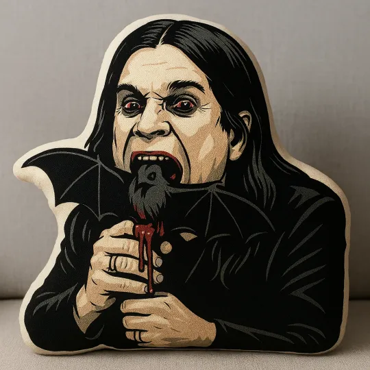Discover Ozzy Osbourne Bat Biting Custom Shaped Pillow, Rockstar Room Decor, Nostalgic