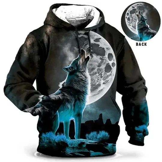 Discover 3D Wolf in Night Hoodie All Over Print Men Women