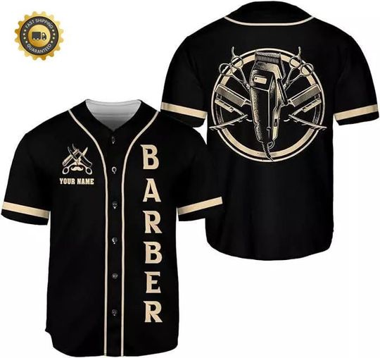 Discover Personalized Barber Shop Baseball Jersey, Hairdresser Baseball Jersey Barber