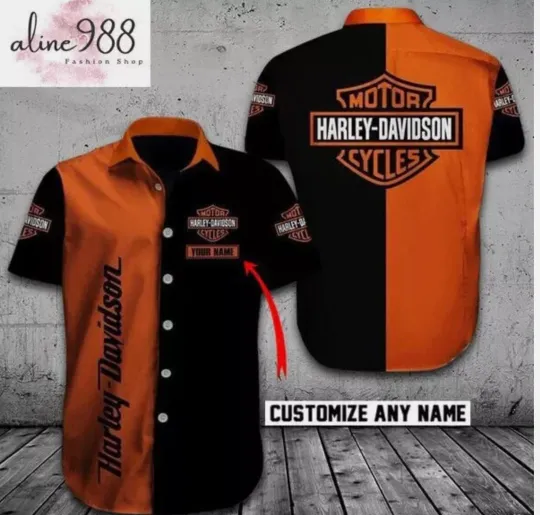 Discover CUSTOM NAME Haarleyy Davidson BUTTON SHIRT HARLEY 3D Hawaiian Shirt