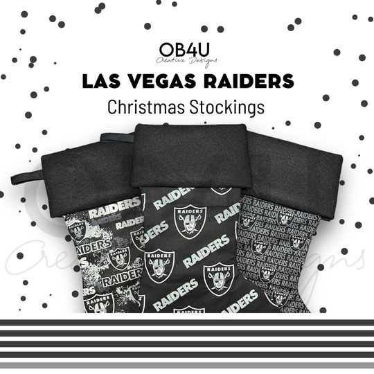 Discover Personalized Las Vegas Raiders Christmas Stockings | Holiday Family Stockings for Christmas | Raiders Home Decorations | Christmas Ornaments