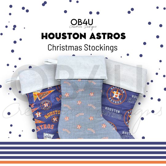 Discover Personalized Houston Astros Christmas Stockings | Family Stockings | Blue Stockings | Gray Stockings | Custom Stockings