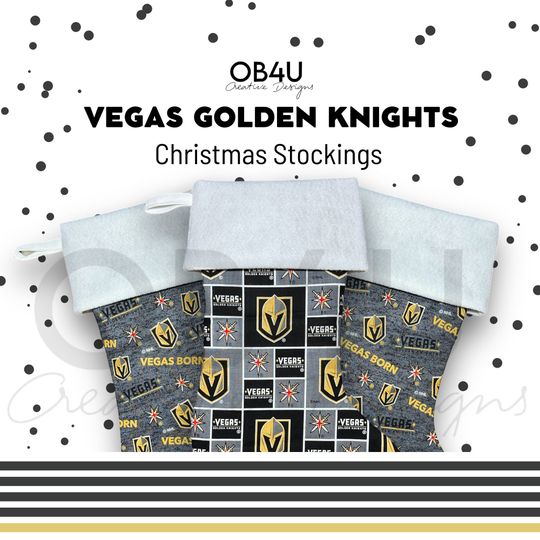 Discover Personalized Vegas Golden Knights Christmas Stockings | Holiday Family Stockings | Black Christmas Stockings | Kids Christmas Stockings