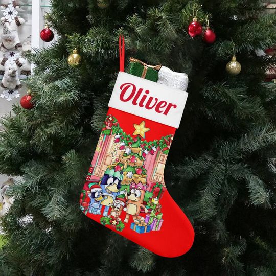 Personalized BlueyDad Christmas Stocking: Custom Holiday Decor