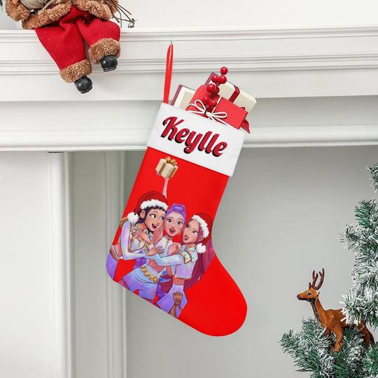 Personalized Huntrix Christmas Stocking - Custom Kpop Demon Hunters Holiday Decor Gift for Family & Unique Xmas Stocking