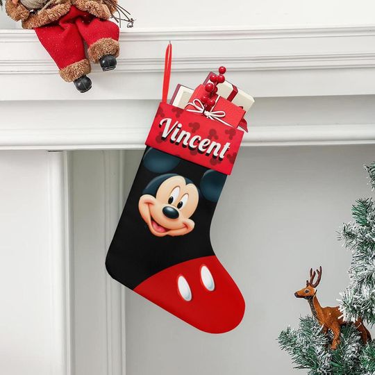 Discover Personalized Mickey Christmas Stocking ,Custom Name Holiday Decor Gift ,Disney Family Stockings & Xmas Stocking Gifts