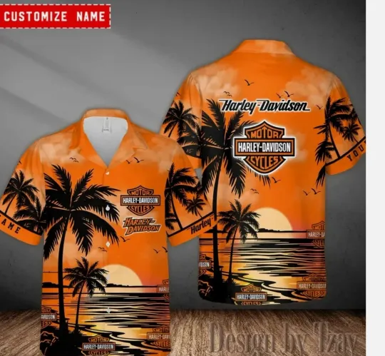 Discover Personalized Harley Motor Racing Davidson Casual Button Down Shirt
