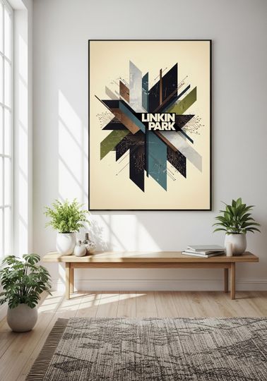 Discover Linkin Park Poster: Vintage Abstract Geometric Nu Metal Wall Art
