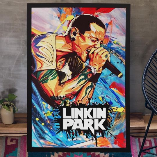 Discover Chester Bennington Vibrant Colors Tribute Poster | Vintage Linkin Park Wall Art