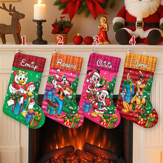 Discover Personalized Couple Mouse Xmas Stocking, Mouse Santa Clause Christmas Stockings, Couple Lovely Christmas Socks Home Decoration