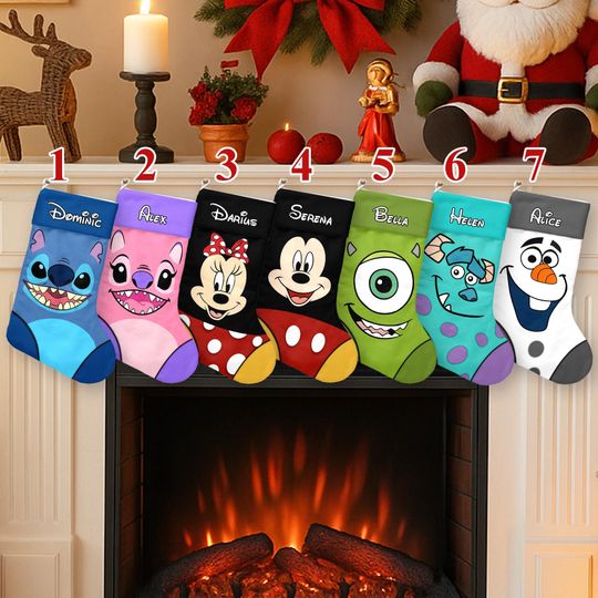 Personalized Magic World Characters Xmas Stocking, Snowman Christmas Stockings, Monster Movie Christmas Socks Home Decoration
