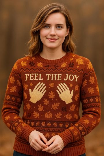 Feel The Joy Fall Vibes Ugly Sweatshirt, Funny Ugly Sweater, Funny Humor Bivalve Shucking Ugly Sweater, Sarcastic Thanksgiving Sweatshirt