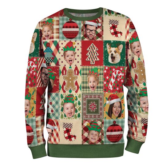 Discover Custom Pet Face Christmas Sweatshirt For Men Women, Custom Ugly Sweatshirt, Personalized Christmas Sweatshirt, Funny Custom Face Sweatshirt