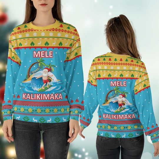 Santa Mele Kalikimaka Christmas Ugly Sweater, Merry Christmas Sweatshirt, Winter Sweater, Ho Ho Ho Santa Sweater, Christmas Lover Shirt