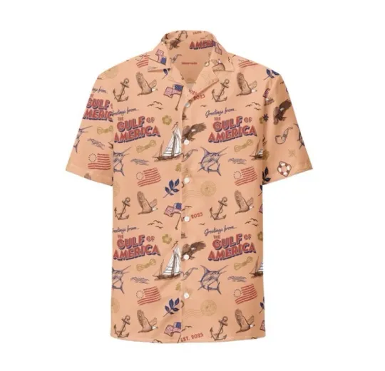Gulf of America Hawaiian Shirt Salmon 3D Summer Beach Shirt for Men and Women
