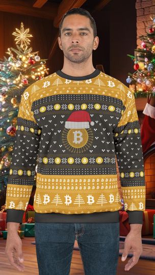 Discover Bitcoin Ugly Christmas Sweater - Crypto Claus Holiday Gift for Crypto Traders & Investors, Unisex Cryptocurrency Xmas Sweatshirt