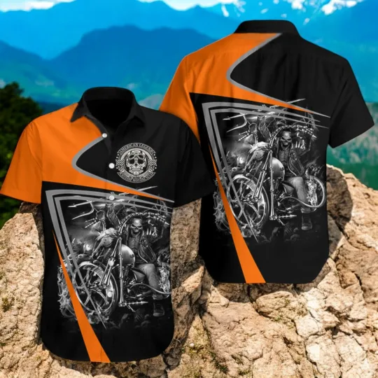 Reaper Rider With Trident Hawaiian Shirt Summer Button Up