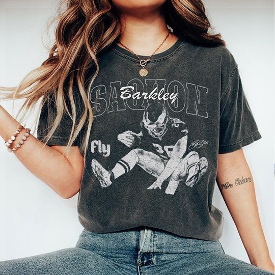 Saquon Barkley Vintage Comfort Color Shirt, Saquon Barkley Retro Rap Tee, Game Day Shirt, Football Shirt