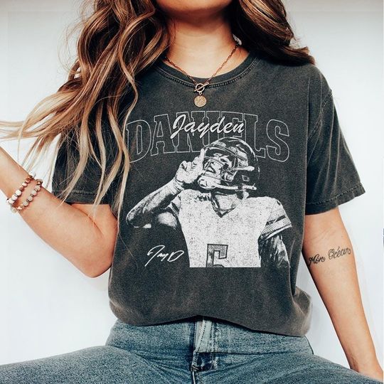 Discover Jayden Daniels Vintage Comfort Color Shirt, Jayden Daniels Retro Rap Tee, Game Day Shirt, Football Shirt