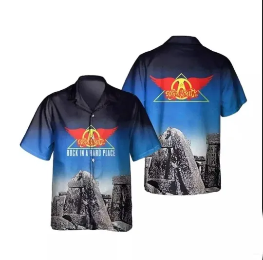 Discover Aerosmith Rock in a Hard Place Album Cover Hawaiian Shirt