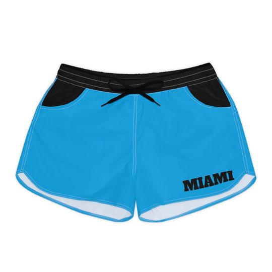 Blue and Black women's shorts, Miami baseball themed shorts, cute shorts, baseball fan shorts, gift, casual shorts, game day shorts