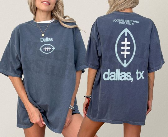 Discover Vintage Dallas Football T-Shirt: Navy & Silver Retro Fan Tee