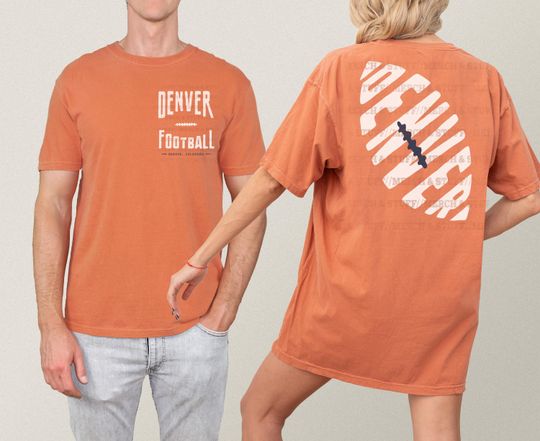 Retro Denver Football Shirt, Vintage Orange Navy Denver Colorado Football Jersey Graphic Tee, Cute Unisex Game Day Fan Apparel Memorabilia