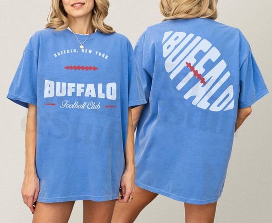 Discover Retro Buffalo Football T-Shirt: Red & Blue Vintage Fan Apparel