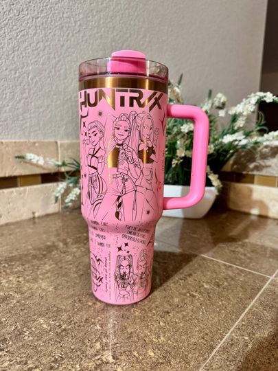 40oz Anime Demon Hunters Tumbler; saja boys; mystery saja, Huntrix Tumbler Fan Gift